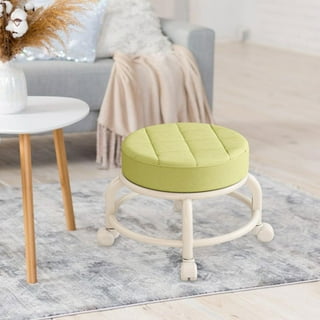 YokIma Low Rolling Stool with Wheels,Ottoman Footstool, Roller Seat Short  Rolling Foot Stools with Universal Swivel Caster Wheels Leather Little  Small