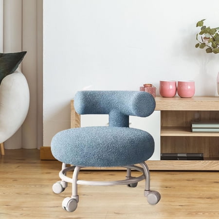 Low Round Rolling Stool with Wheels Rotatable Movable Chair Step Stool Universal Wheels Roller Seat Low Rolling Seat for Sturdy Bedside Home Blue