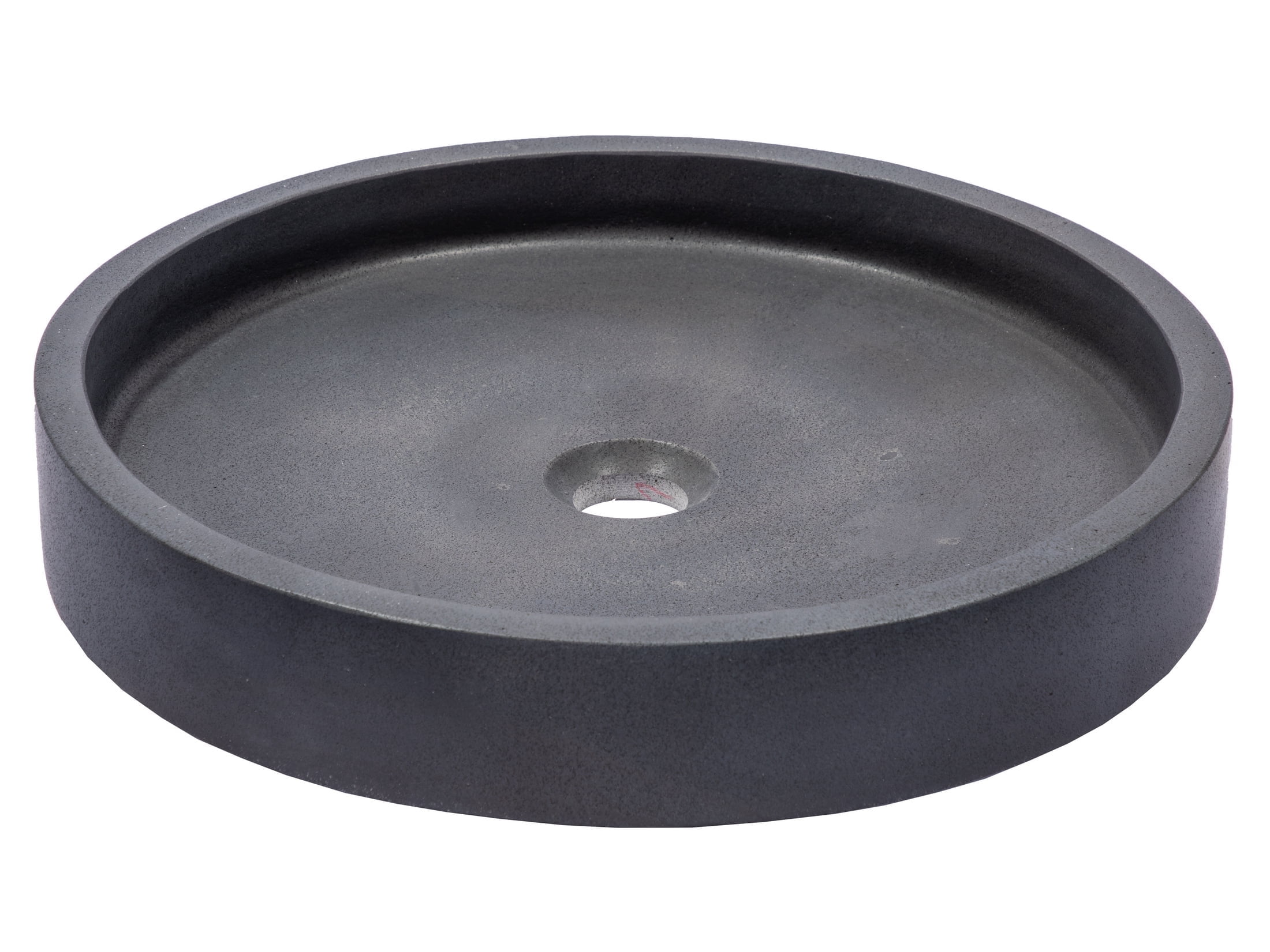 Sleek Honed Black Lava Stone 18'' Circular Vessel Bathroom Sink
