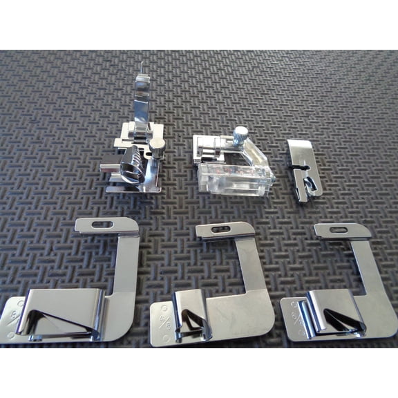 Low Shank Sewing Machines Adjustable Rolled Hemmer Hem Presser Foot Set  1/2" , 3/4" , 1" For Singer Brother Babylock Janome White Elna