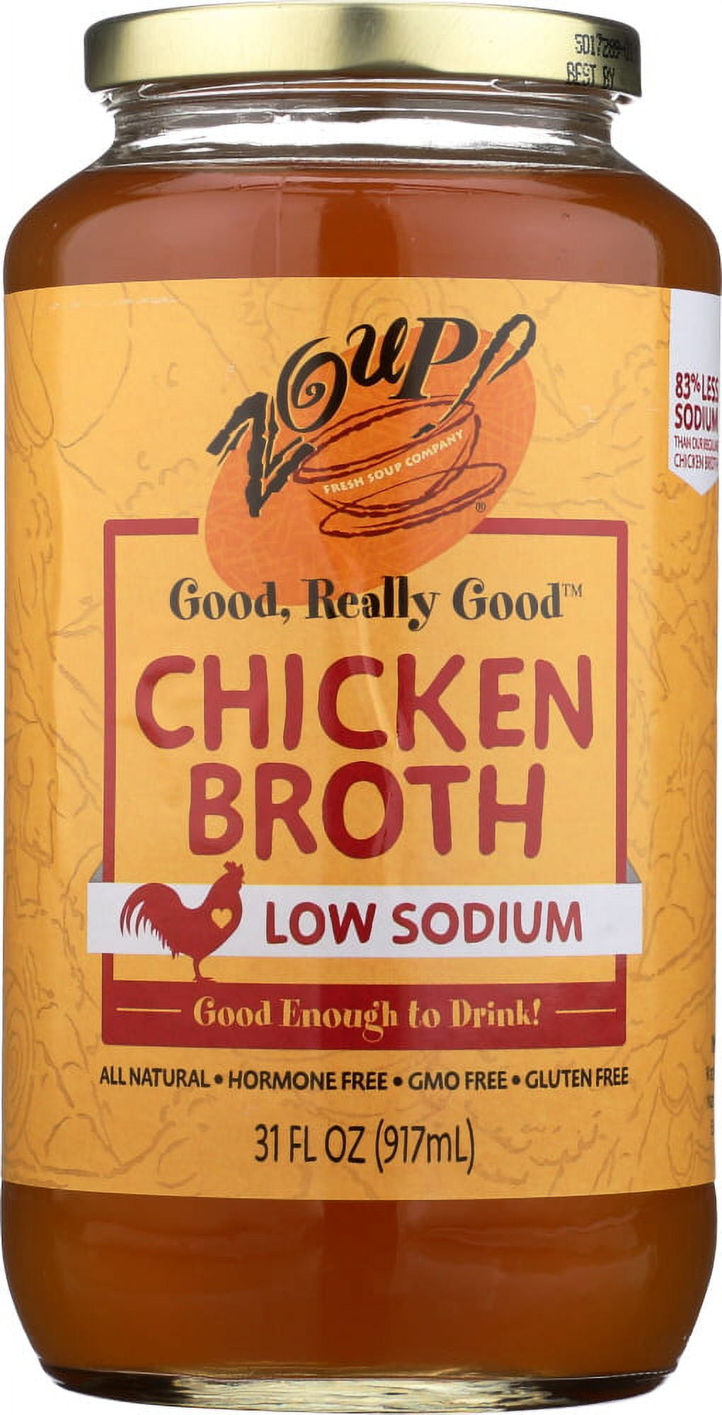 Low Sodium Chicken Broth by Zoup! Gluten Free, Non GMO, Fat Free, Low