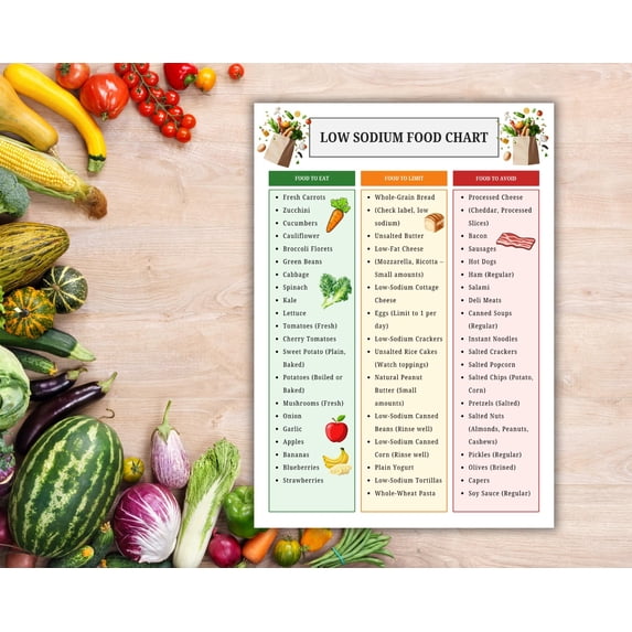 Low Sodium Food List Poster, Low Salt Diet Schedule Poster ...