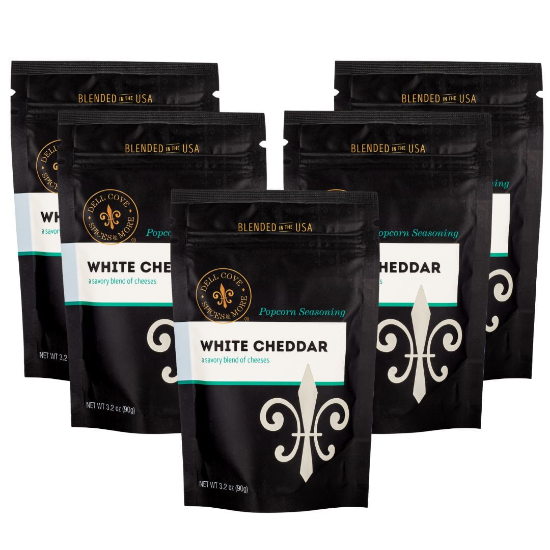 Low Sodium White Cheddar Popcorn Seasoning - Real Cheese, Low Calorie Gourmet Popcorn Flavor - Dell Cove Spices, Bulk Bag - 1 Pound
