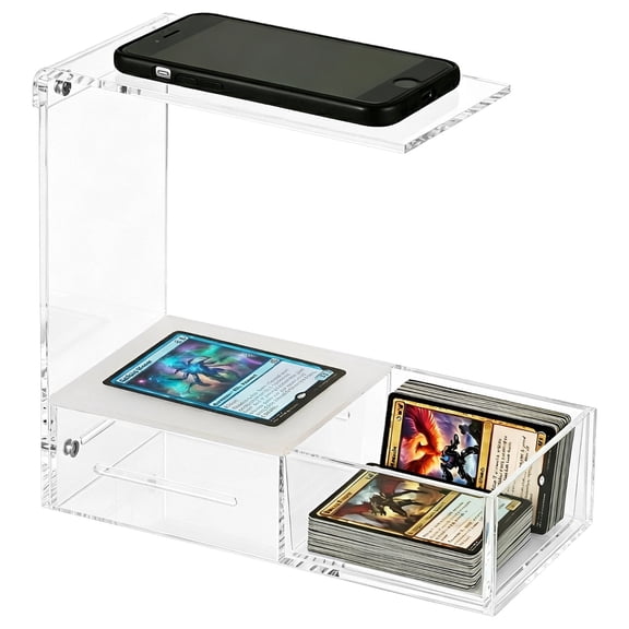 Ergonomic Acrylic Card Scanner Stand, Transparent Trading Card Game Display Holder for Fast Identification, Detachable Divider for Sleeved and Unsleeved Cards, 9.4 x 4.5 x 9.1 in
