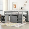 thumbnail image 1 of Low Study Full Loft Bed with Cabinet ,Shelves and Rolling Portable Desk ,Multiple Functions Bed- Gray, 1 of 9