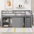 thumbnail image 1 of Low Study Full Loft Bed with Cabinet ,Shelves and Rolling Portable Desk ,Multiple Functions Bed- Gray, 1 of 13
