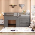 thumbnail image 1 of Low Study Twin Loft Bed with Shelve, Three Drawers, Ladder and Guardrail Low Study Loft Bed, Twin Size Loft Bed with Cabinet and Shelf, 1 of 7