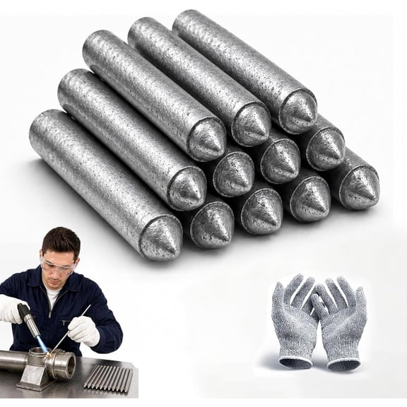 Low Temperature Universal Welding Rod, Low Temp Welding Rods for Aluminum Repair, Powder Cored Aluminum Welding Rod, Easy Melt Welding Sticks for Metal Fixes (12PCS)