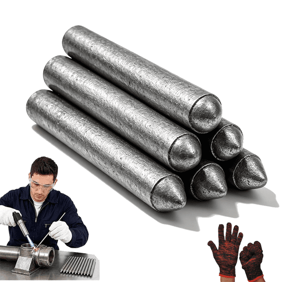 Low Temperature Universal Welding Rod, Low Temp Welding Rods for Aluminum Repair, Powder Cored Aluminum Welding Rod, Easy Melt Welding Sticks for Metal Fixes (6PCS)