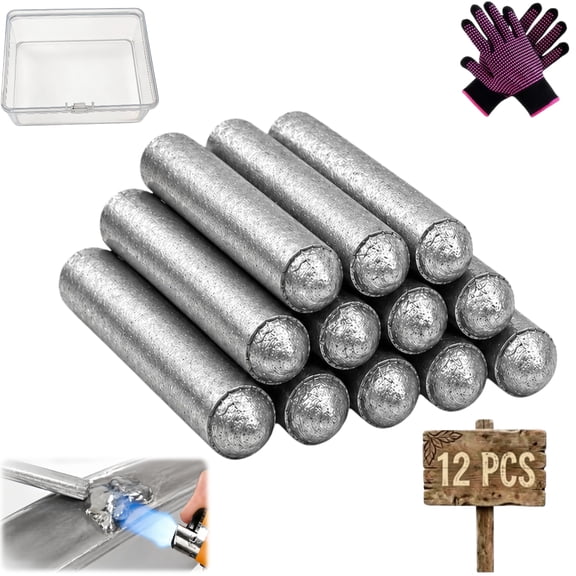 Low Temperature Welding Rods, Universal Aluminum Welding Rods for Stainless Steel, Iron, Copper & Metal Repair, Easy Melt No Flux Welding Sticks for DIY Repair (12PCS)