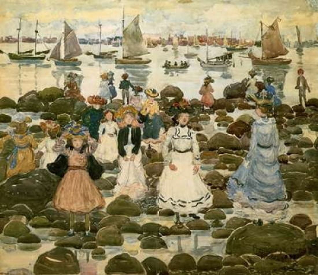 Low Tide Beachmont Canvas Art - Maurice Brazil Prendergast (24 x 24)