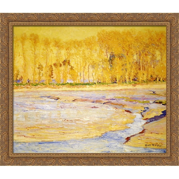 Low Tide Honfleur 32x28 Large Gold Ornate Wood Framed Canvas Art by Guy Rose