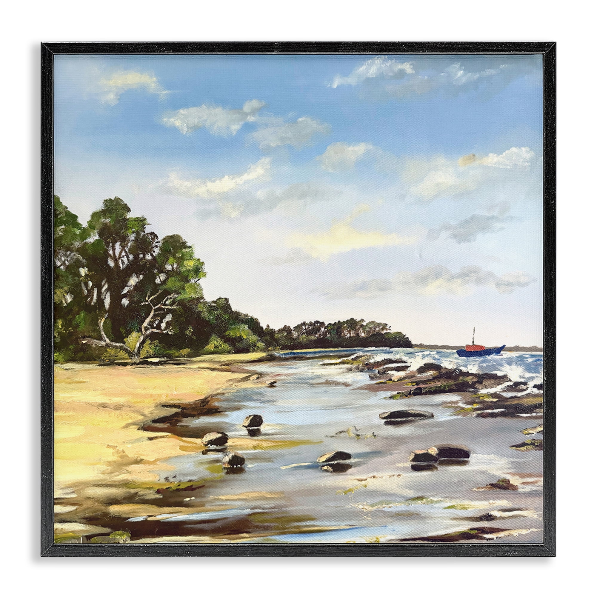 Low Tide Seascape Black Framed Giclee Art, design by Patricia Reynolds