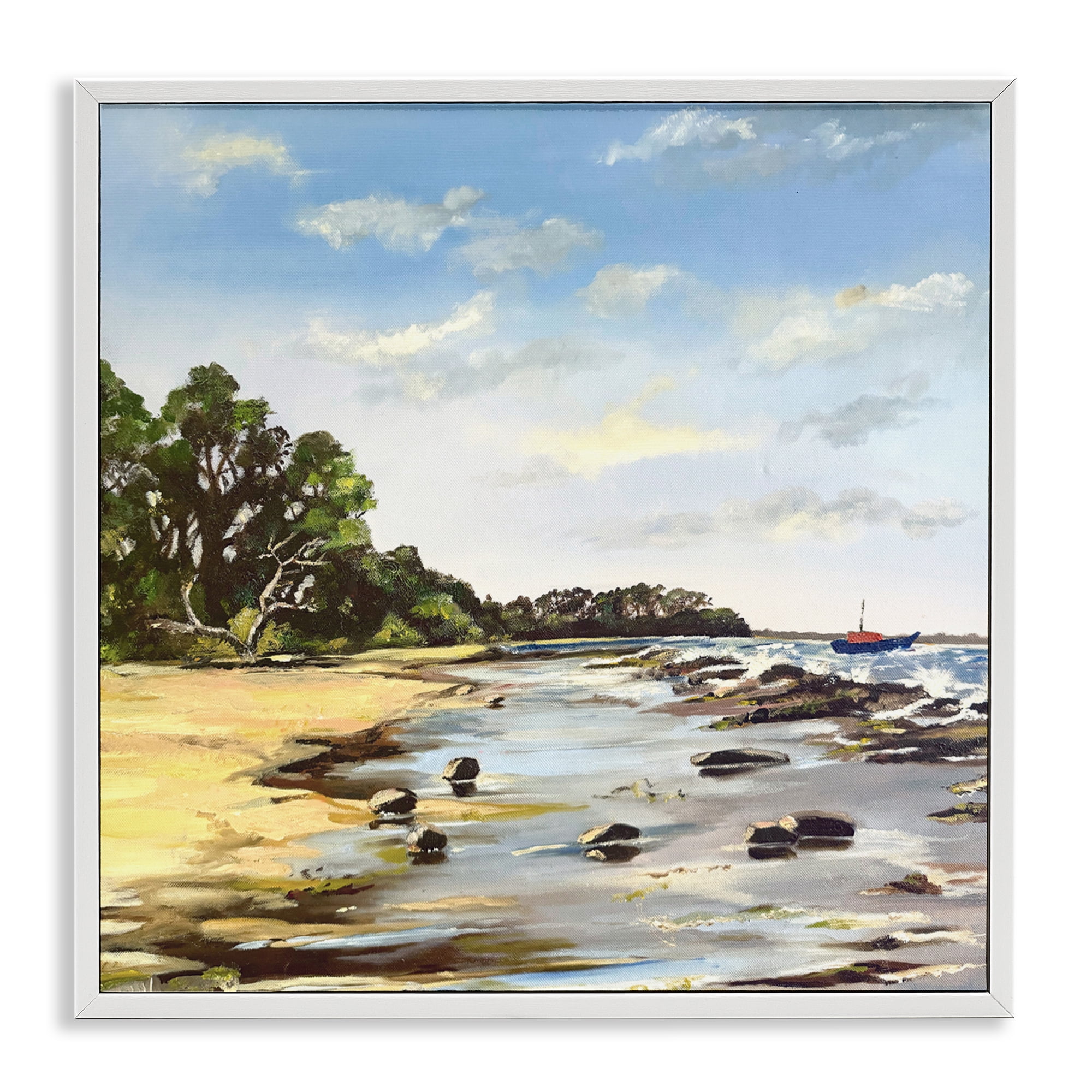 Low Tide Seascape White Framed Giclee Art, design by Patricia Reynolds