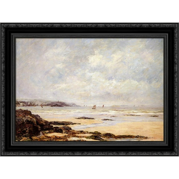 Low Tide at Douarnenez 24x20 Black Ornate Wood Framed Canvas Art by Maufra, Maxime