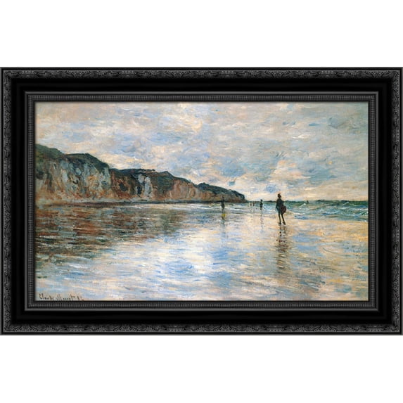Low Tide at Pourville 24x18 Black Ornate Wood Framed Canvas Art by Monet, Claude