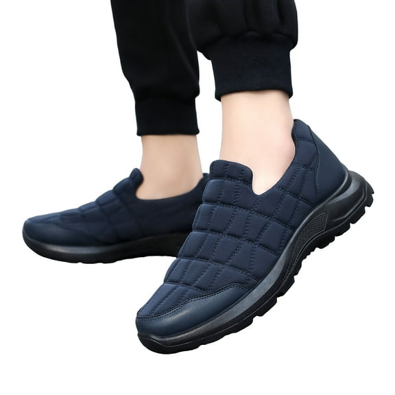 Low Top Quilted Slip on Loafers for Men Comfort Soft Sole Lightweight Casual Winter Walking Shoes