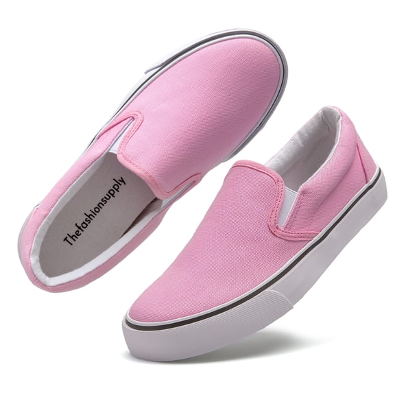 Emma Shoes Canvas Slip On Sneakers for Women, Canvas Slip On Shoes for Women, Low Top Casual Flats (Light Pink, 10)