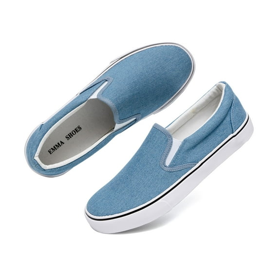 Low-Top Slip Ons Women's Fashion Sneakers Casual Canvas Sneakers for Women Comfortable Flats Breathable Padded Insole Slip on Sneakers Women Low Slip on Shoes