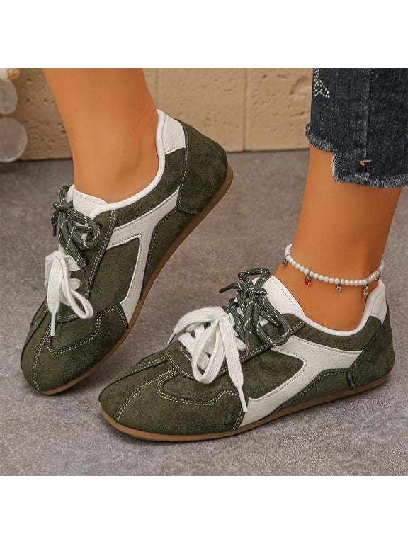 Low Top Walking Shoes, Womens Retro Sneakers, Double Lace Up Casual Shoes with Vintage Style, Comfortable Low Top Walking Shoes for Daily Wear, Fashion Athletic Footwear for Women
