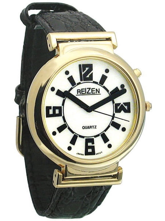 Low Vision Watch White Face - Leather Band