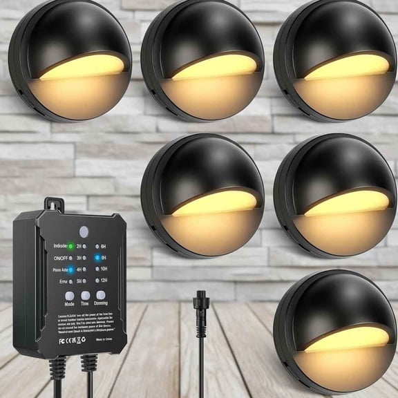 Low Voltage LED Deck Lights Kit with Plug-in Transformer, Dusk-to-Dawn Photocell Sensor and Timer, IP67 Waterproof Outdoor Step Stair Lights for Deck Patio Fence Landscape Lighting
