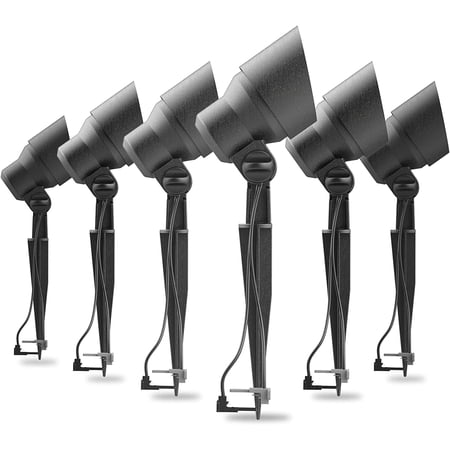 Low Voltage LED Spotlight 6 Pack Outdoor Landscape Lighting 3W 200 Lumen Landscape Floodlight 3000K Garden Lights 12V AC/DC with Metal Spike and Connector