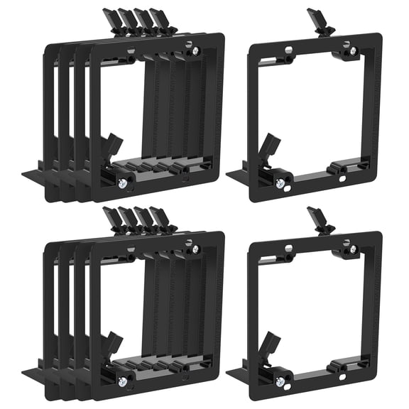 Low Voltage Mounting Bracket, 2-Gang Double Gang - 10 Pack, Horizontal/Vertical, Black