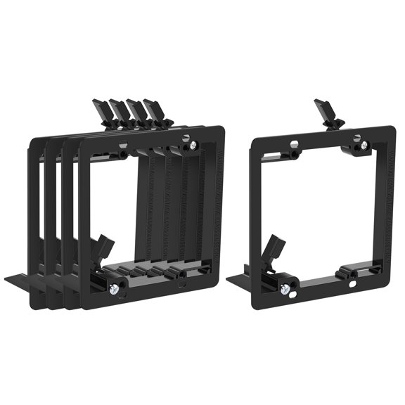 Low Voltage Mounting Bracket, 2-Gang Double Gang - 5 Pack, Horizontal/Vertical, Black