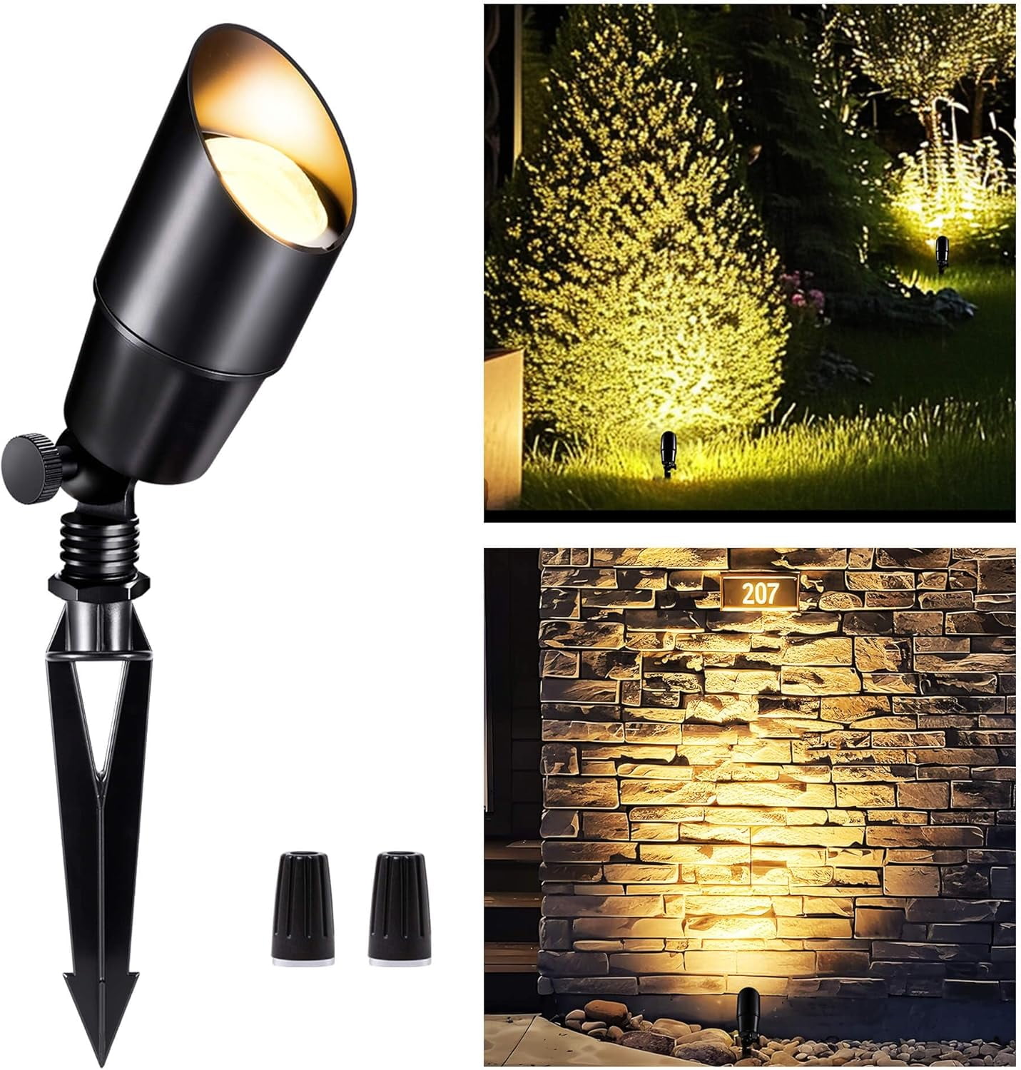 Low Voltage Spotlight, Black Outdoor LED Landscape Light, 12V