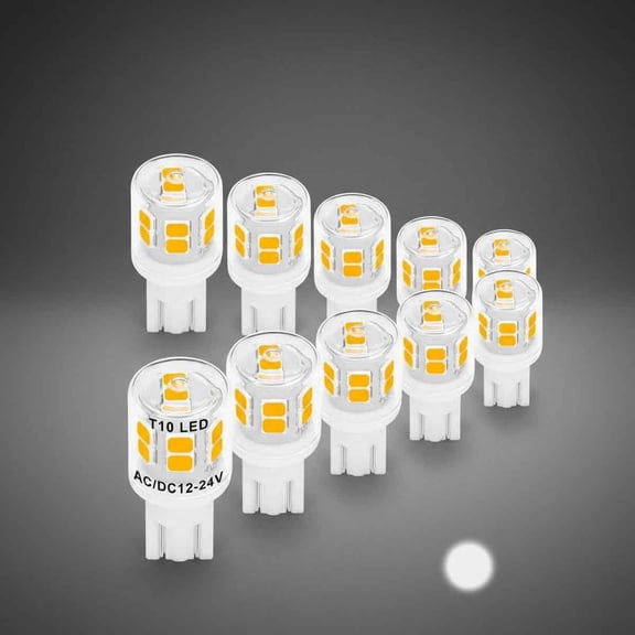 Low Voltage T5 T10 LED Bulbs 2 Watt Equivalent 11W 18W Warm White 2700K 300 Lumen AC/DC 12-24V 921 194 Wedge Base LED Bulb for Outdoor Landscape Walkway Lawn Path Step Lights, 10 Pack