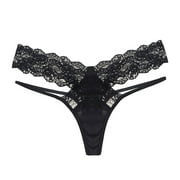 Low Waist Lace Thong With Ribbon Peach T-shaped Pants Underwear