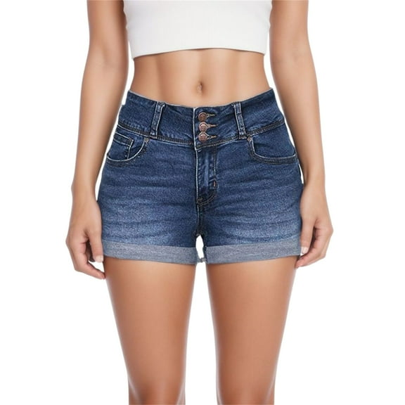 Low Waisted Denim Shorts for Women Solid Washed Mini Jeans Casual Comfortable Stretch Pants