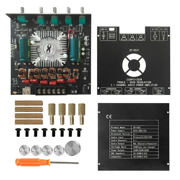 Low ZK-AS21 Compact 2.1Channel TPA3255 BT Digital Power Amplifier Board Module High And Low Subwoofer Power Amplifier Board 220Wx2+350W