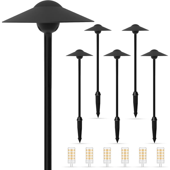 Low age Pathway Lights (8.5'' Shade, 21.5'' Tall)12V Outdoor LED Landscape Path Lights Wired, Aluminum Pathway Lighting with 3W 2700K Replaceable Bulb for Walkway Garden Yard, 6 Pack