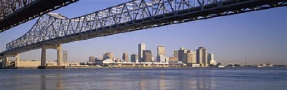 Low angle view of bridges across a river Crescent City Connection Bridge Mississippi River New Orleans Louisiana USA Canvas Art - Panoramic Images (18 x 6)