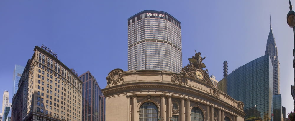 Low angle view of a building with a tower in the background Grand Central Station Madison Avenue New York City New York State USA Canvas Art - Panoramic Images (36 x 12)