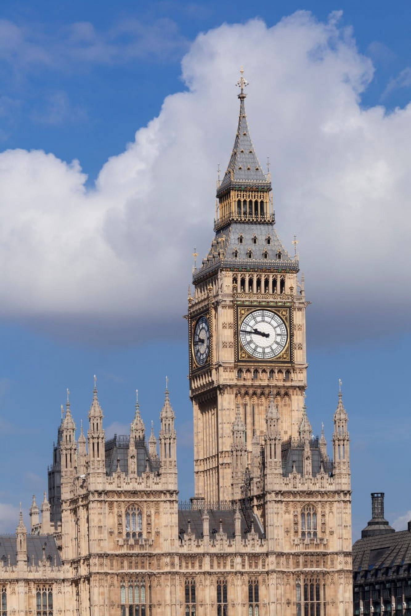 Low angle view of Big Ben and Houses of Parliament City of Westminster London England Canvas Art - Panoramic Images (36 x 12)