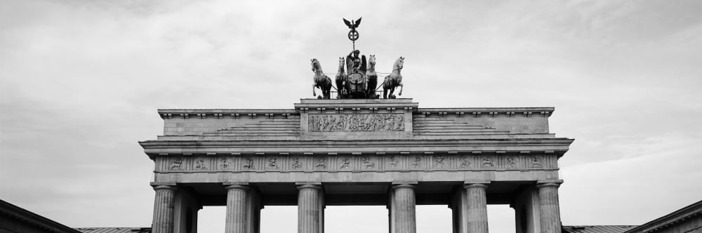 Low angle view of Brandenburg Gate Pariser Platz Berlin Germany Canvas Art - Panoramic Images (12 x 36)