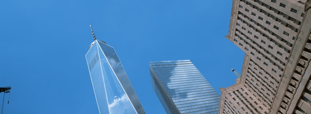 Low angle view of One World Trade Center Manhattan New York City New York State USA Canvas Art - Panoramic Images (27 x 9)