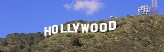 Low angle view of a Hollywood sign on a hill City Of Los Angeles California USA Canvas Art - Panoramic Images (36 x 12)