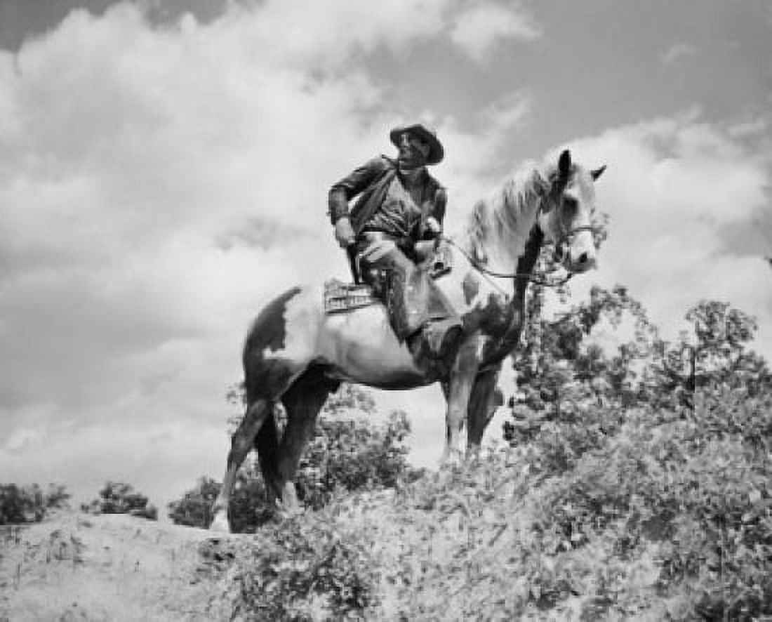 Low angle view of a bandit sitting on a horse Canvas Art - (24 x 36)