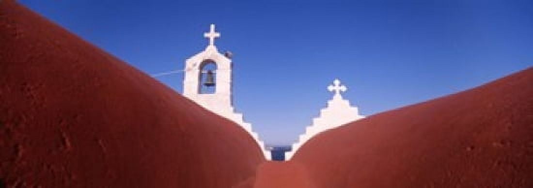 Low angle view of a bell tower of a church Mykonos Cyclades Islands Greece Canvas Art - Panoramic Images (18 x 7)