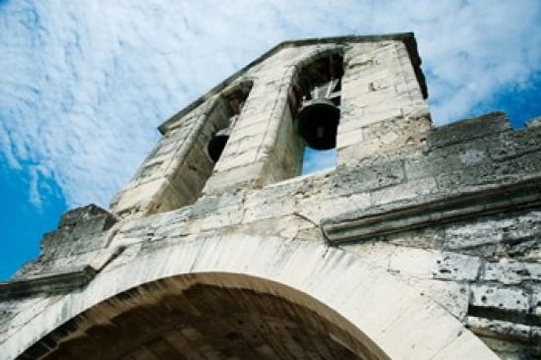 Low angle view of a bell tower on a bridge Pont Saint-Benezet Rhone River Provence-Alpes-Cote dAzur France Canvas Art - Panoramic Images (36 x 24)