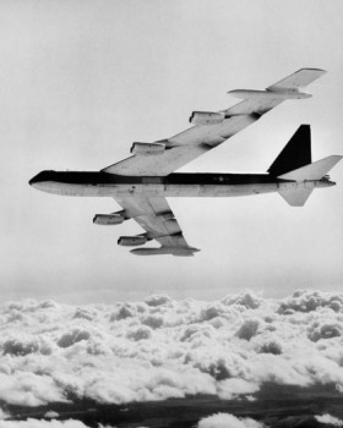 Low angle view of a bomber plane in flight B-52C Stratofortress US Air Force Canvas Art - (18 x 24)