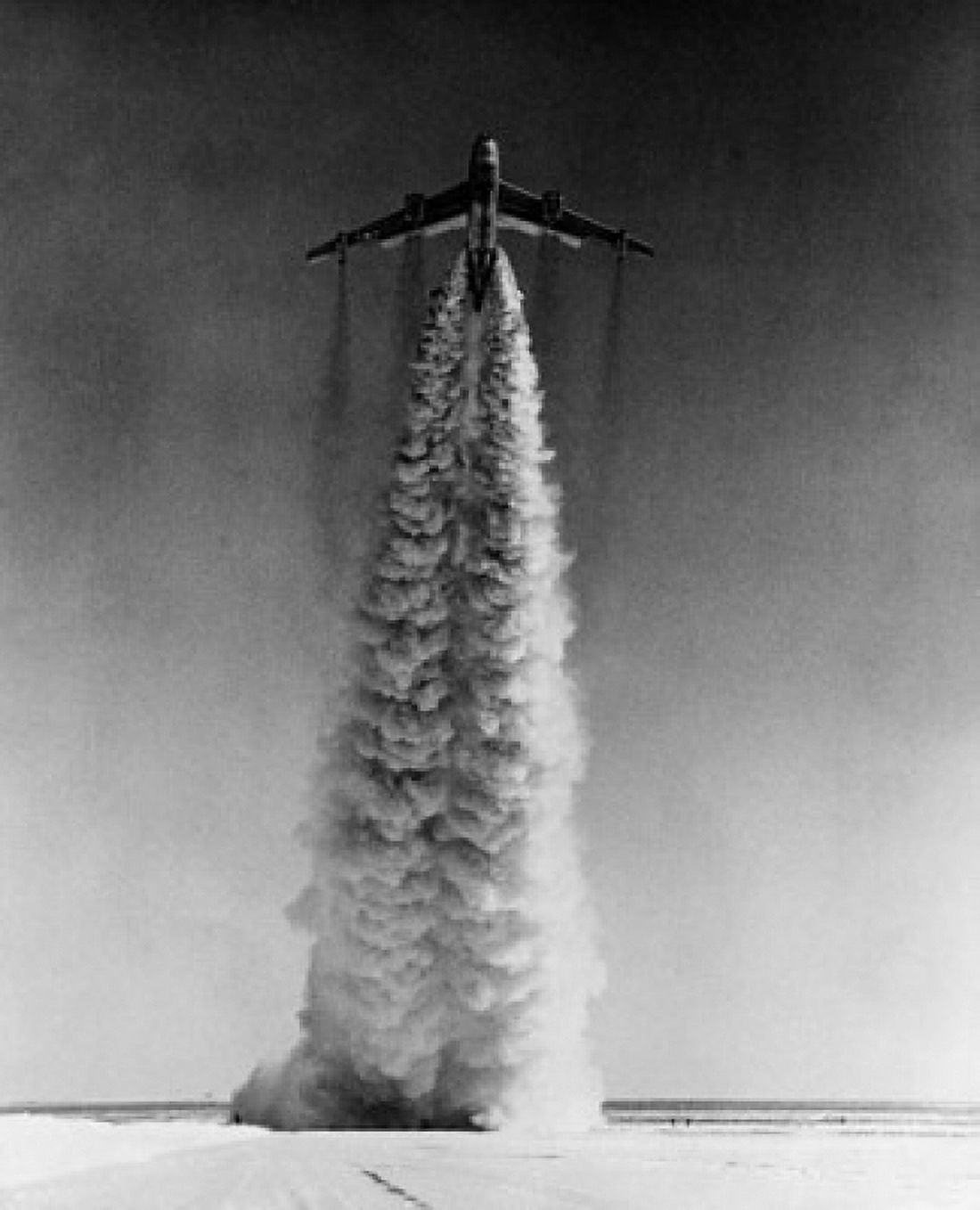 Low angle view of a bomber plane taking off XB-47 Stratojet Canvas Art - (24 x 36)