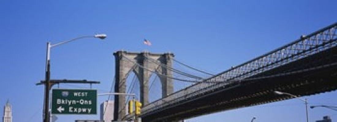 Low angle view of a bridge Brooklyn Bridge Manhattan New York City New York State USA Canvas Art - Panoramic Images (18 x 7)