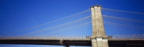 Low angle view of a bridge Brooklyn Bridge Manhattan New York City New York State USA Canvas Art - Panoramic Images (36 x 12)