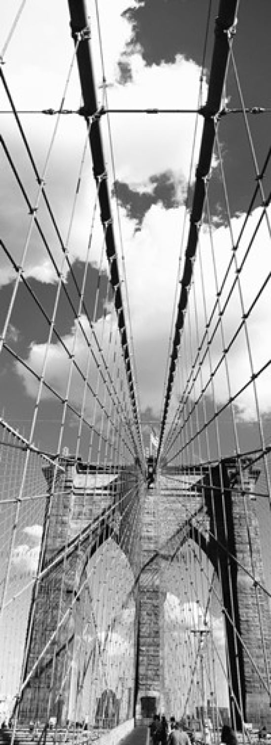 Low angle view of a bridge Brooklyn Bridge Manhattan New York City New York State USA Canvas Art - Panoramic Images (36 x 13)