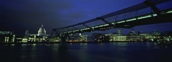 Low angle view of a bridge across a river Millennium Bridge Thames River London England Canvas Art - Panoramic Images (36 x 13)